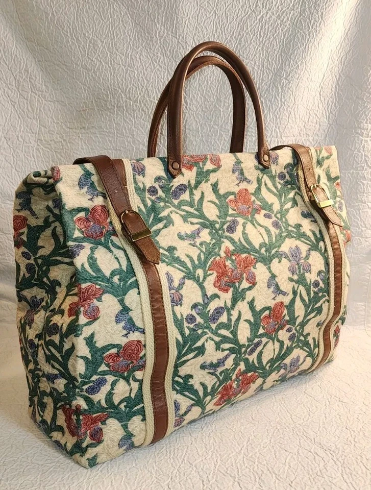 Bolso George Caspari Floral Lona Cuero COSER TEJIDO ALEMANIA OCCIDENTAL Foto 2 de 4