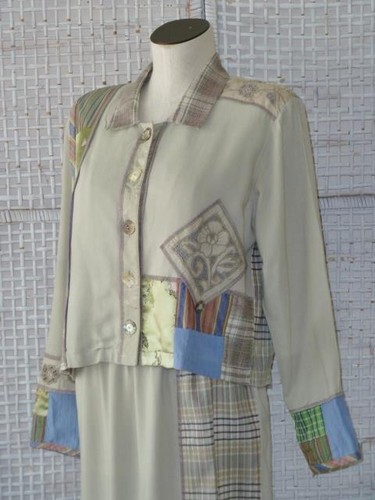 Faith Celia Forrester Art To Wear Vtg Boho Nothing Matches Jacket+Skirt Set~S/M - Picture 8 of 12