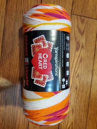 New Red Heart All In One Granny Square Soft White Citrus Twist 8.8oz  - Picture 1 of 3