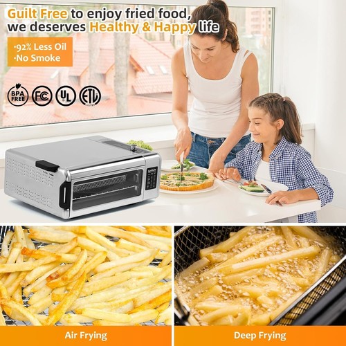 10-in-1 Digital Air Fryer Space Saver Large Toaster Oven Frying Pan Easy Clean - Picture 3 of 9