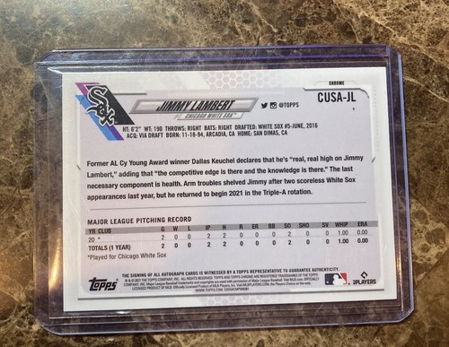 2021 Topps Chrome Update AUTO Autograph Chicago White Sox CUSA-JL Jimmy Lambert - Picture 2 of 2