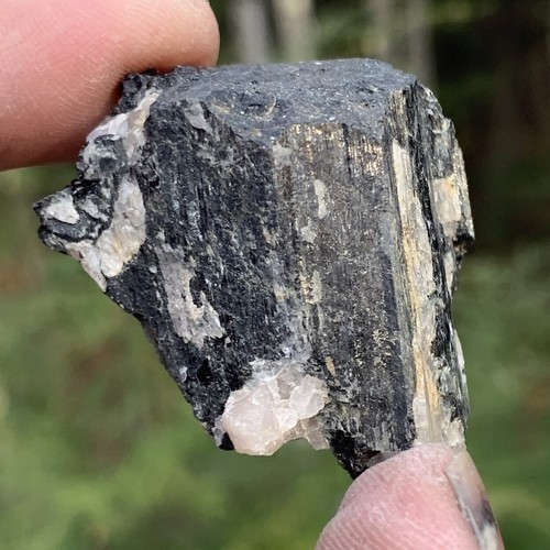 BLACK TOURMALINE & QUARTS NATURAL AMPLIFIED GROUNDING PROTECTION CRYSTAL - Picture 2 of 10