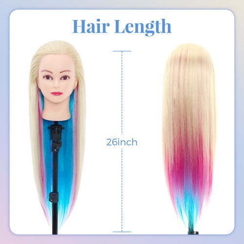 26''-28" Training Head Hairdressing Practice Styling Mannequin Doll With Clamp - Picture 7 of 12