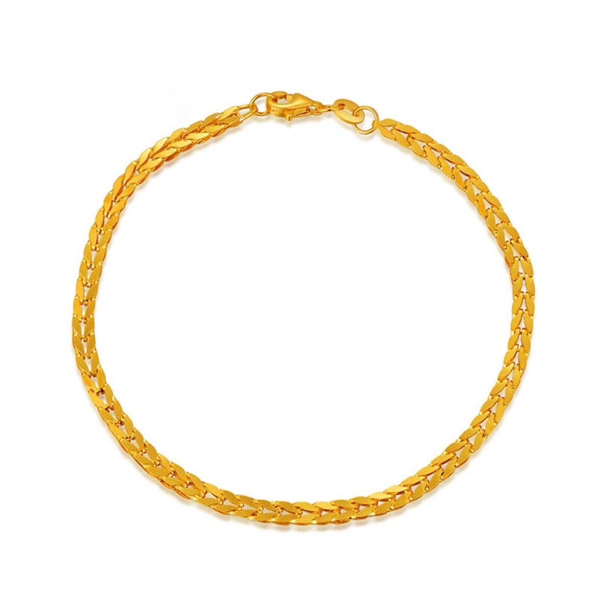 Pure 999 24K Yellow Gold Chain Men Women Wheat Foxtail