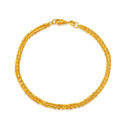 24k gold bracelet- authentic 24 ゴールド- 本物 Hong Kong 24K Solid Yellow Gold Ball Diamond Cut Bracelet