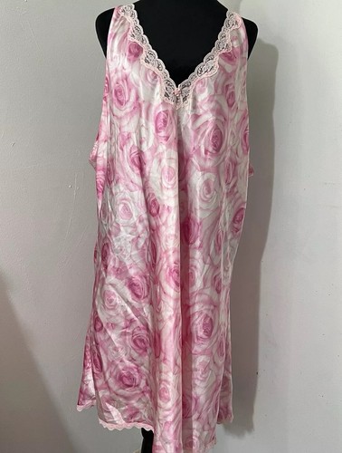 Encantador XLarge Rosa Vestido Sin Mangas Camisón Lencería Satén Coqueta Femenino - Imagen 2 de 8