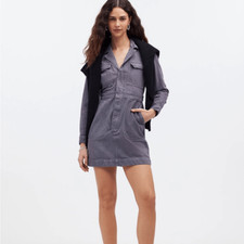 Madewell Madewell x MN Dye Studio Denim Patch-Pocket Mini Dress XS Soot
