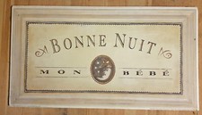 Vintage Babies Room Sign French Bonne Nuit Mon Bebe on Board Home  39x19cm