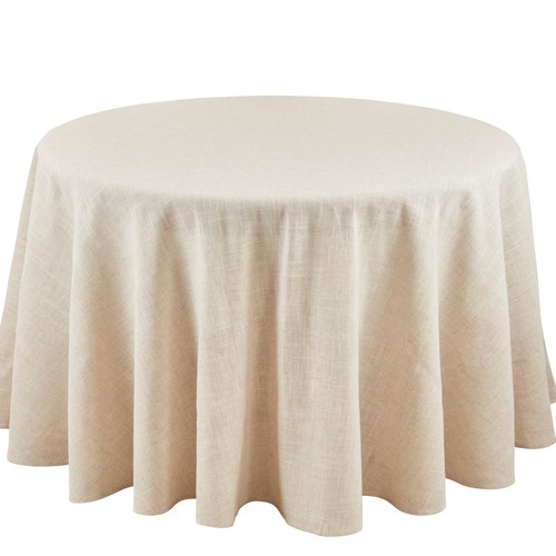 Poly And Linen Blend Toscana Tablecloth With Hemstitch Border Natural 96