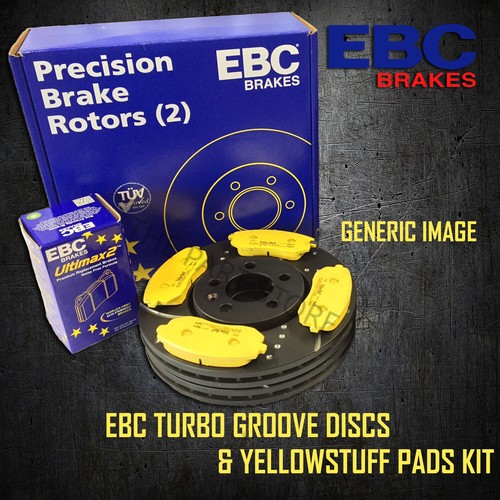 NEW EBC 247mm FRONT TURBO GROOVE GD DISCS AND YELLOWSTUFF PADS KIT PD13KF223 - Picture 1 of 6