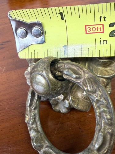 antique French classical empire federal round ring pulls floral 1810 brass fine - Picture 9 of 19