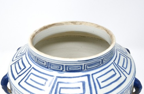 Vaso con coperchio in porcellana bianca e blu del XIX secolo - Foto 14 di 14