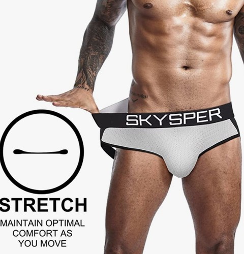 Skypersper Jockstrap Ropa Interior Blanca Transpirable Bolsa Negra Cintura Sexy XXL NUEVO SIN ETIQUETAS - Imagen 3 de 10