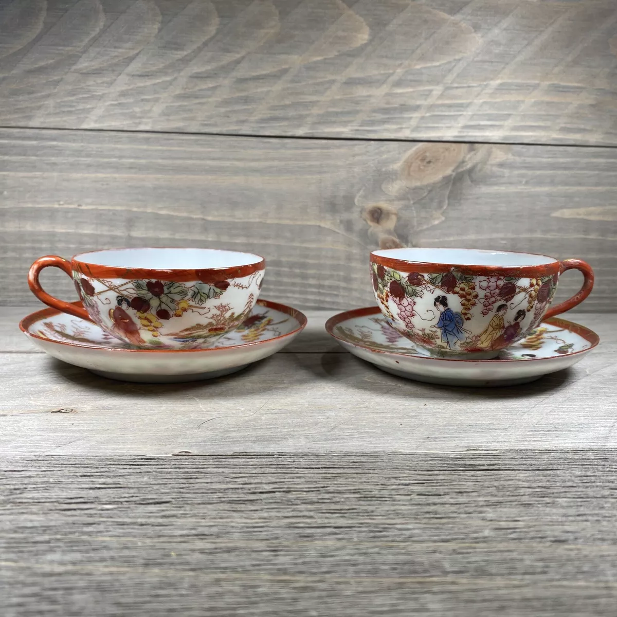 Antique Chinese Tea Cups Saucers Da Qing Guangxu Nian Zhi Guangxu period est