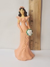 1991 EHW WILTON Wedding Cake Toppers -Bridesmaid w/Light Orange Dress Decoration