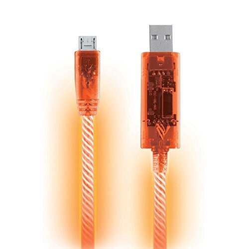 1x Cable Micro USB Sincronización de Carga Naranja Luz Pulso Electroluminiscente 3 Pies - Imagen 2 de 4