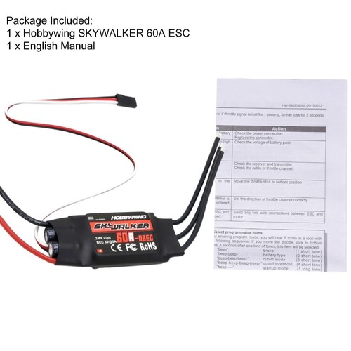 Hobbywing Skywalker 60A Speed Control 3~6S Brushless ESC RC Helicopter Airplane - Picture 3 of 5