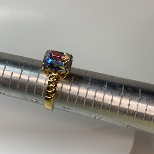 Anello Lind Aurora Boreale Oro Pesante 14K Placcato Misura 10,5 Firmato Vintage - Foto 8 di 12