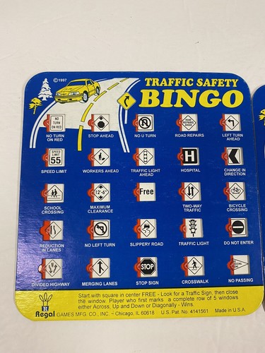 Vintage Regal Traffic Safety Bingo Cars Games Fun for Families & Kids Set of 2 - Picture 4 of 9