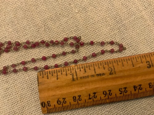 Collana in argento sterling 925 con perline pietra rossa maglia artigianale cablata a mano - Foto 5 di 7