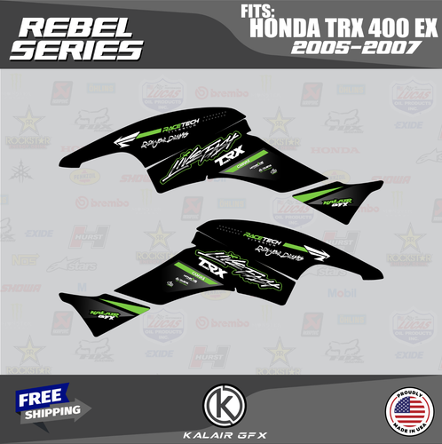 Graphics Kit for HONDA TRX400EX (2005-2007) 16MIL Rebel Series - Green - Picture 2 of 6