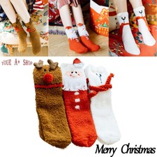 2 Pairs Christmas Crew Socks Womens Winter Soft Warm Slipper Socks Xmas Gift US