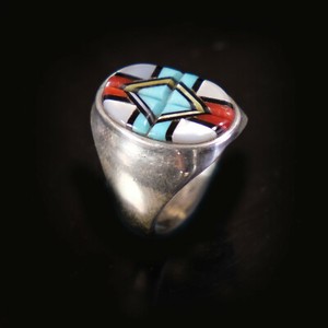 mop zuni inlay native sterling multi stone ring mens jewelry silver american