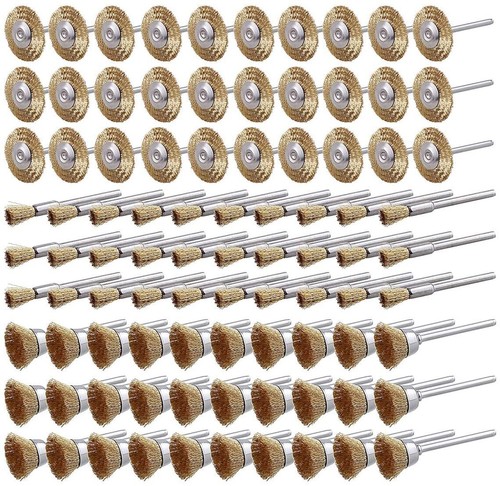 30PC 3mm Shank Brass Wire Brush Brushes Wheel Dremel Rotary Tool Accessories Set - Picture 1 of 9