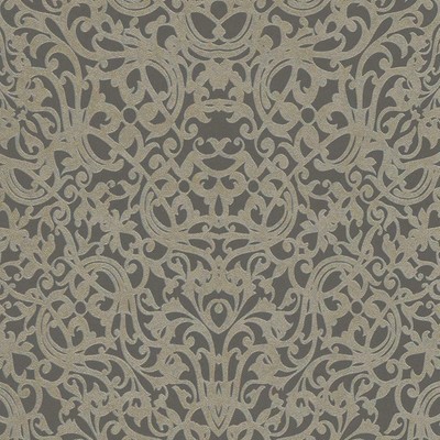 Golden Brown Rounded Diamond Shape Damask Medallion Wallpaper QT19465