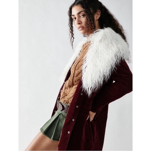 Nuevo con etiquetas Abrigo Chaqueta Free People Dama Cuello Cordón Rojo Crema XS - Imagen 7 de 10