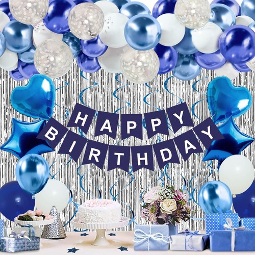 Blue Birthday Decorations for Boys & Men - 50 PCS Party Supplies Kit with Ban... - Picture 7 of 7