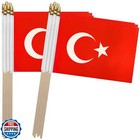 Tsmd Turkey Stick Flag Turkish Small Mini Hand Held Flags,5x8 Inch,12 Pack