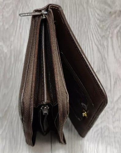 BUXTON Brown Leather Women's Wallet cards Change bills Zip Around - Picture 7 of 12