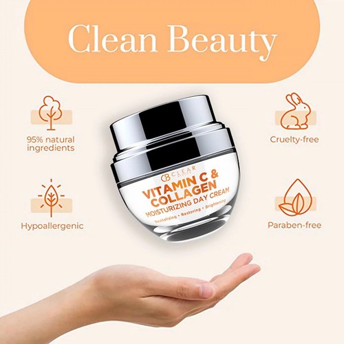 Clear Beauty Crema Giorno Illuminante Idratante Vitamina C e Collagene 50ml - Foto 2 di 2