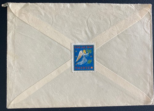 1947 Steinkjer Norway Cover To Washington DC Usa Red Cross Christmas Seal - Picture 2 of 2