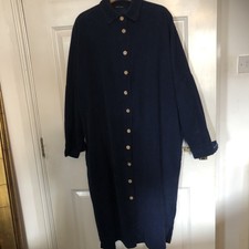 Summer Coat In Corduroy Mid Blue Very Comfortable Midi With Wooden Button Detail