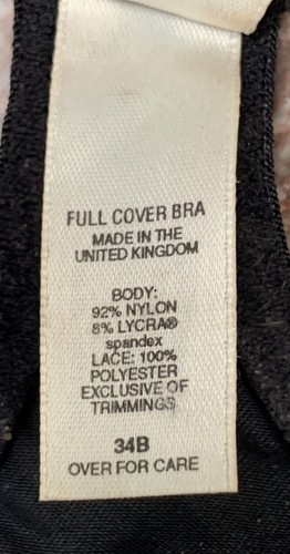 VTG 1996 Victoria's Secret Bra 34B Black Second Skin Full Cover Underwire - 第 11/12 張圖片