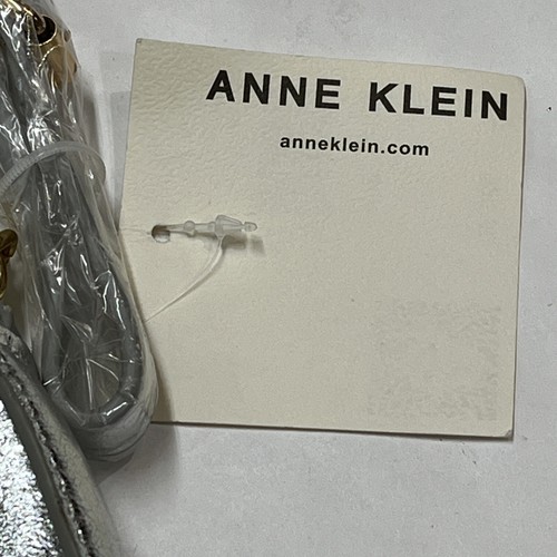 Anne Klein Mini Bag Purse Silver Metallic Crescent Gold Chain Strap 90s Y2K - Picture 4 of 11