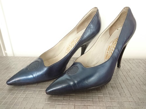 Pumps "Ink Blue Metal" "WALTEA" Italien - 1960er Jahre -- Gr.37 - Bild 5 von 6