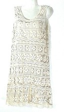 L'affaire Women's Cream Crochet Sleeveless Dress Small S 6 8