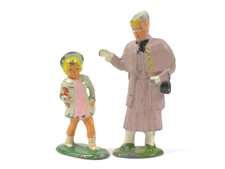 Barclay Elderly Lady and Little Girl with Doll American Dimestore Figurines