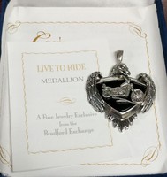 Bradford Exchange Sterling Onyx Live To Ride Biker Motorcycle Pendant Bradford Exchange Sterling Onyx Live To Ride Biker Motorcycle Pendant