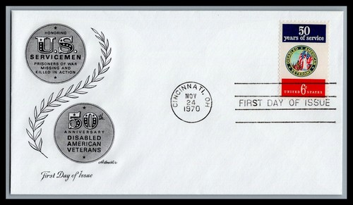 US FDC # 1421-1422 6c Disabled Veterans 2 FDC's Artmaster OH 1970, 9M134 - Picture 2 of 2