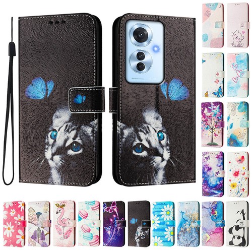 For OPPO Reno 13 12 11 11F Find X5 X8 Patterned Leather Wallet Case Flip Cover - Picture 18 of 77