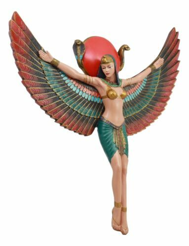 Large Ancient Egyptian Goddess Isis Ra With Open Wings Wall Decor Statue Plaque - Picture 2 of 6