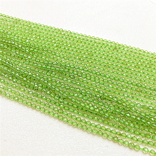 1 Strand 2/3mm Natural Peridot Olivine Round Micro Faceted Loose Beads 15" QT52 - Picture 4 of 6