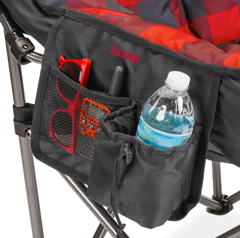 ULINE Oversized Club Camp Plush Chair 500 Lb Durable Foldable Steel big