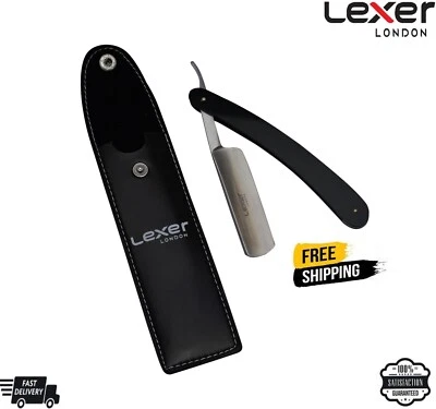 LEXER LONDON Vintage Salon Straight Cut Hals Rasur Rasierer Friseur Rasur GRATIS Ledertasche