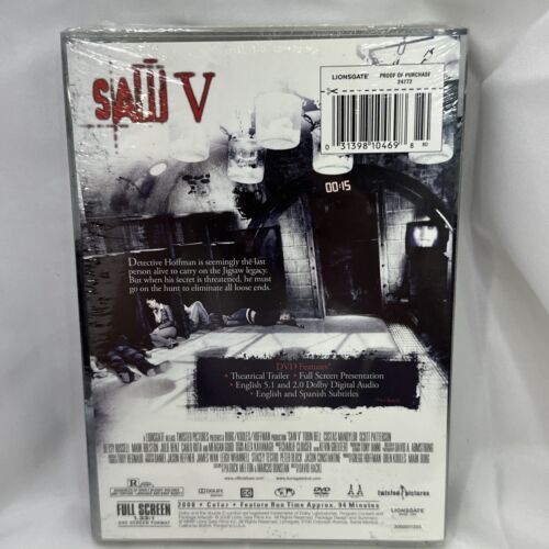 Saw V Saw 5 DVD Full Screen - Horror Scary Thriller *Factory Sealed. New* E - Picture 2 of 2