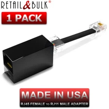 Phone Jack to Ethernet Adapter RJ45 Female to RJ11 Male for Landline Telephone